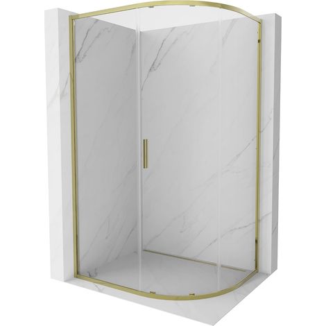 Mexen Exo Halbkreis-Duschkabine schiebbar 100 x 90 cm, transparent, gold - 8131-100-090-50-00 (1/5)
