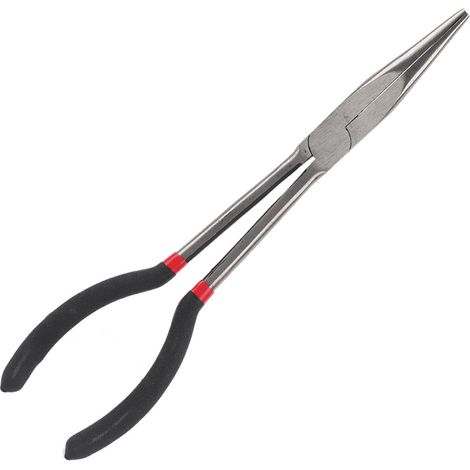 Pince à bec fin 28 cm en acier, pince pointue antidérapante pour réparation, outil à main précis (1/5)