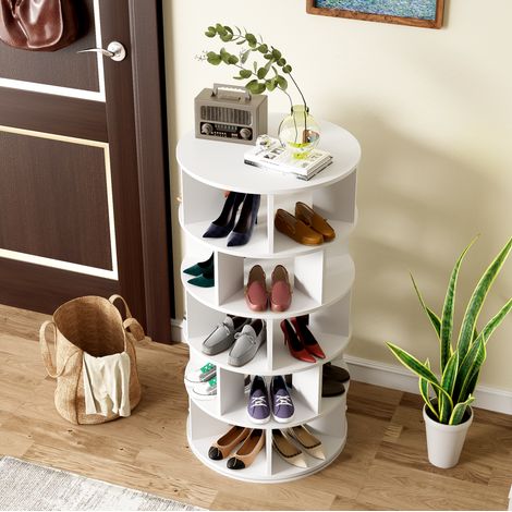 Meuble chaussures rotatif, 5 niveaux, 115 cm, blanc HAVRYA (1/5)
