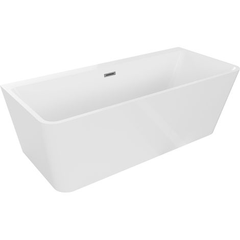 Baignoire Mexen Volta murale autoportante 170 x 75 cm, blanche, évacuation gun metal - 51131707500-95 (1/5)