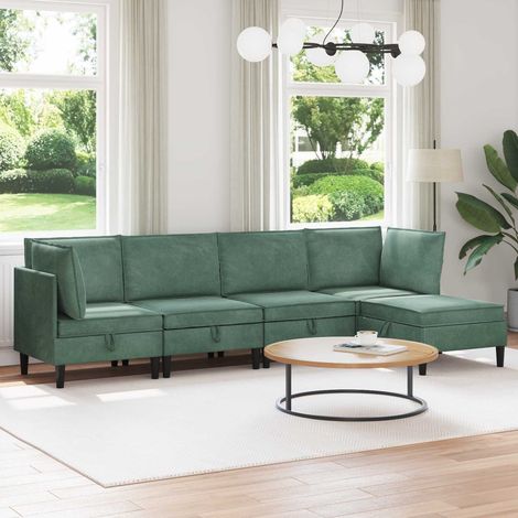 Juego de muebles de salón con cojín 5 pcs Verde Mar Terciopelo