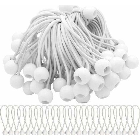 Lot de 75 Tendeur Elastique Cordons Élastiques avec Boules Sandow Elastique Boules Elastiques pour chapiteaux, tentes, bannières et bâches (1/5)