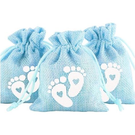 50pcs Sachet Dragées Jute Pochette Communion Baptême avec Cordon de Serrage Sacs de Cadeau de Naissance pour Garçon Anniversaire (1/4)