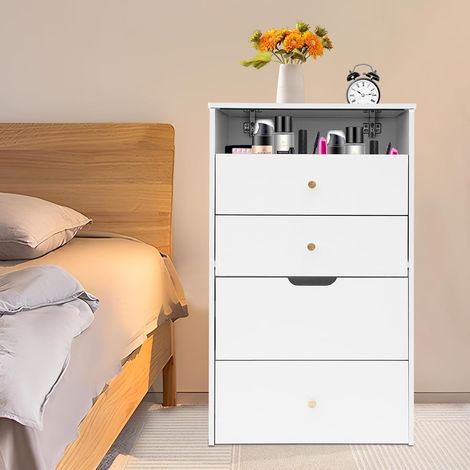 Coiffeuse d'angle 3 en 1 avec miroir, plateau en verre visible et 3 tiroirs, outil de chambre à coucher, coiffeuse avec chaise rembourrée, tabouret, bureau rabattable, 48 x 40 x 80 cm (1/5)