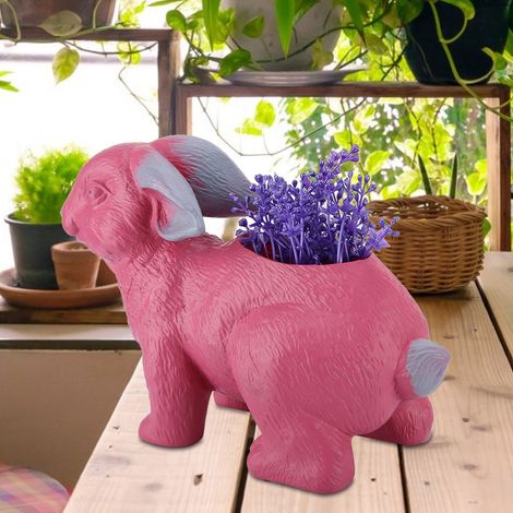 Cadeau de Pâques original : Pot de fleurs succulentes en forme de lapin, plante succulente sans résine, pot de fleurs succulentes en plastique écologique. (1/4)