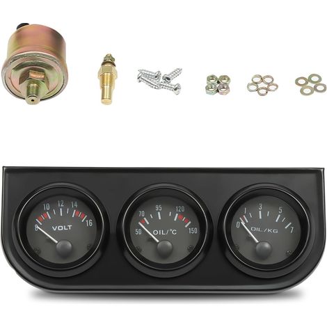 Instrumentos adicionales 3 en 1 de 52 mm Indicador de temperatura del aceite Indicador de presión del aceite Voltímetro
