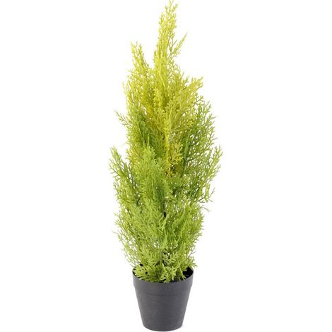 Plante artificielle haute gamme Spécial extérieur / Cyprès artificiel coloris vert/jaune - Dim : 60 x 20 cm (1/3)