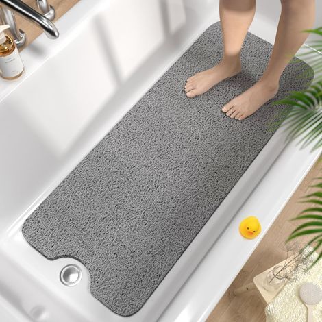 alfombrilla antideslizante para baño de 100x40 cm, de PVC suave, con drenaje rápido, sin ventosas, para ducha y bañera. (1/5)