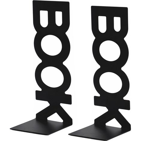 Reggilibri Verticali - Support À Livres Métallique Antidérapant Pour Bureau Étagère Maison - Noir - Lot De 1 (1/5)