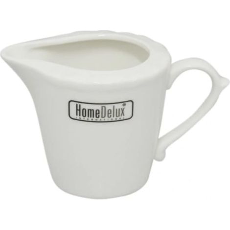 Jarra de leche de porcelana blanca, jarra de leche, jarra de crema, 220 ml con cuello HomeDelux (1/2)