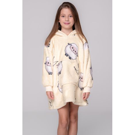 Manta tipo sudadera extragrande, cálida y gruesa 2 en 1, con estampado de ovejas, para niños [KB-D4] (1/5)