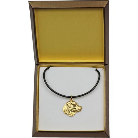 Labrador Retriever: collar para perro en caja de regalo, colgante chapado en oro para amantes de los perros, impresionante joyería de Art-Dog. (1/5)