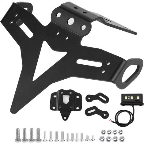 Support De Plaque D'Immatriculation,Aluminium Arrière Supports de Plaque Fender Eliminator Garde Boue Rangé Queue Éliminé avec Lumière LED Adaptée pour MT 07 Fz port de plaque tr 700 (1/5)