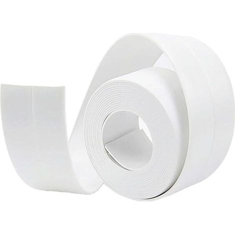 Joint Salle de Bain, 3,2m38mm Bande Etancheite Autocollante, Ruban D'étanchéité Auto-Adhésif en PVC pour Baignoire, Salle de Bain, Cuisine, Anti-moisissure, Calfeutrage(Blanc) (1/4)