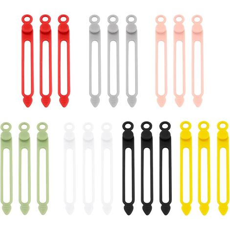 21 Pièces Serre-câble, Réutilisables Réglables Élastique en Silicone pour écouteurs, Bureau, Maison, Étude, Accessoires de Voyage (1/5)
