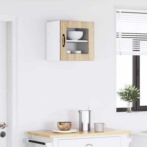 Wall Glass Cabinet PORTO Sonoma Oak 40 x 31 x 40 cm vidaXL