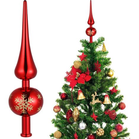 Décorations de sapin de Noël - Cime de sapin - Décoration de sommet - Accessoires décoratifs - Calebasse en guise de cime - Plastique - Rouge (1/5)