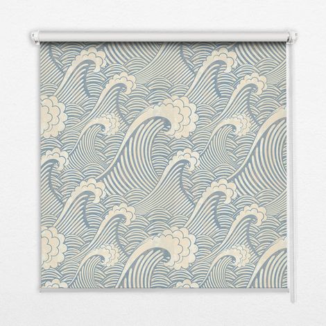 Tenda a Rullo Interna per Finestra - Tenda Filtrante Luce - Tenda Privacy - Tenda Decorativa Rettangolare - Rullo per Interni - (100 cm x 140 cm) - Onde d'acqua