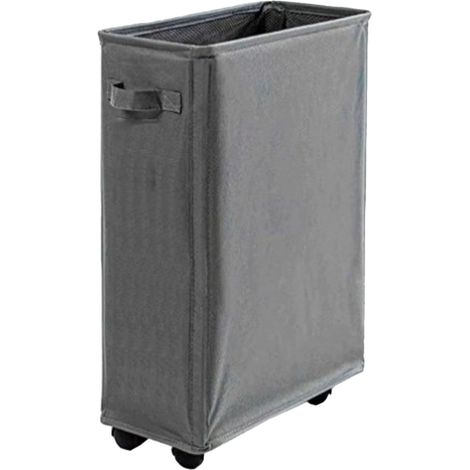 Panier à linge à 4 roulettes avec poignées, en tissu Oxford, gris foncé, pour ranger divers articles ménagers. (1/5)