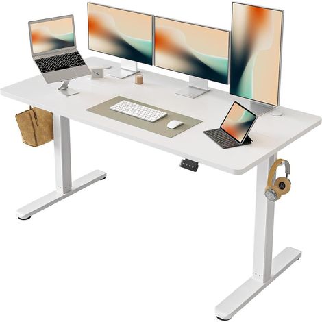 FEZIBO Elektrischer Stehschreibtisch 152x60cm Weiß - Memory & Anti-Kollisions (1/5)