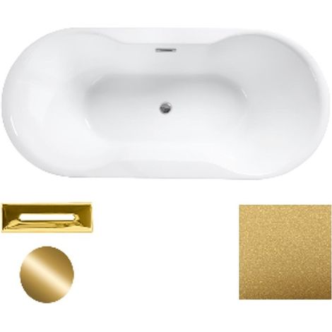Baignoire îlot glam dorée avec bonde dorée AMBER 170x80 (1/2)