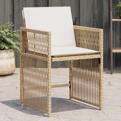 vidaXL Garden Chairs with Cushions 4 pcs Beige Poly Rattan (1/5)