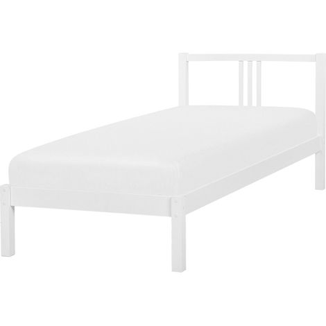 Cama de madera de pino blanca 90 x 200 cm con somier estilo escandinavo Vannes