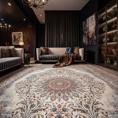 Tapis oriental tissé Beauty Array - 400x300cm, Rectangular - 80% Polyester, 20% Coton - Tissé - Crème