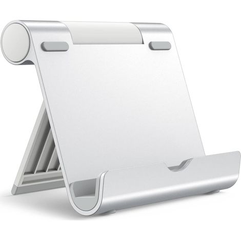 Support pour Tablette, pour Tab/Phones de 4-11", Argenté Support de Bureau Portable Réglable, Socle Pliable pour iPad/iPad Pro/Air/Mini, Galaxy Tab A8/A7 Lite/A7/S8/S7, Kindle, etc (1/5)