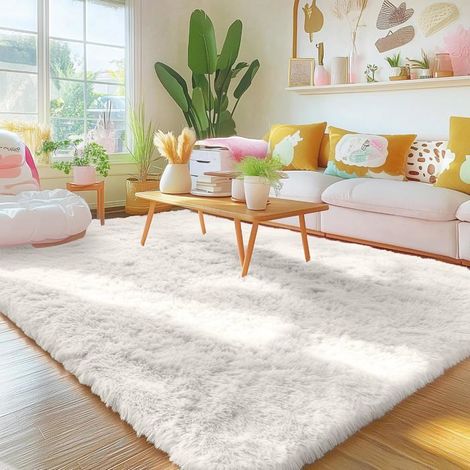 Tapis Moelleux à Poils Longs, Dessous antidérapant, Lavable, pour Salon, la Chambre d'enfant, la Chambre à Coucher, 120 x 160 cm (1/5)
