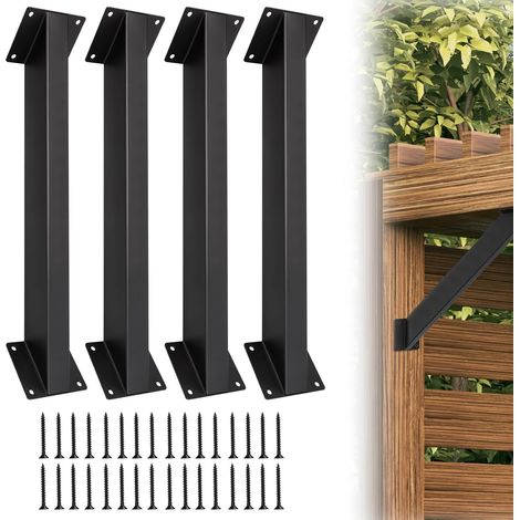 4 Pièces de Support d'Angle à 45 Degrés, Support de Coin pour Poutres en Bois, Articulation Intérieure pour Poteaux et Poutres, Rebord de Bureau, Pergola, Noir (1/5)