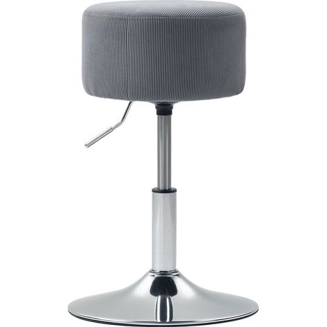 Tabouret de cuisine réglable en hauteur 52-66 cm, revêtu de velours côtelé, pivotant à 360°, gris (1/5)