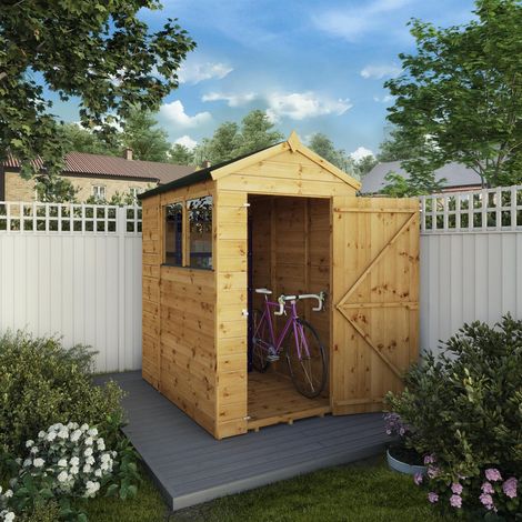 6 x 4 Feet Shiplap Apex Shed - Timber - L181.4 x W129.1 x H217.1 cm - Brown (1/5)