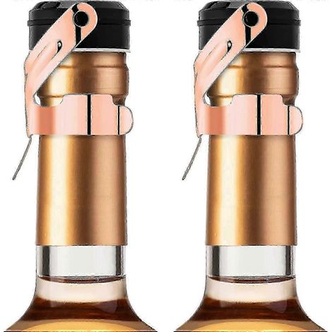 Bouchon de champagne, lot de 2 bouchons en acier inoxydable pour bouteilles de champagne, cava, prosecco et vins mousseux (or rose) (1/5)