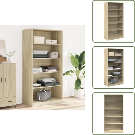 The Living Store Garde-robe Chêne sonoma 100x50x200 cm Aggloméré - Armoire - Placard - Dressing - Meuble Rangement - Commode (1/5)