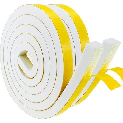 2 Rouleaux Joint Isolation, Mousse Caoutchouc 12mm, Adhésif Puissant, Étanchéité Air, Porte Fenêtre (1/5)