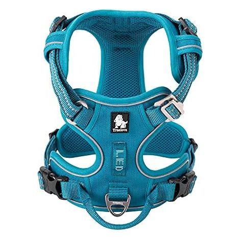 Harnais anti-traction No-Pull réglable pour chien (taille L, bleu) - Gilet de promenade pour chien moyen et grand