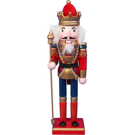 Figura de madera del Cascanueces de 30 cm, color rojo. (1/3)