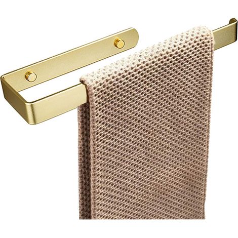 Barre Porte-Serviettes Autocollante Dorée 31,5 cm, Aluminium Brossé sans Percage, Barre à Serviettes Adhésive pour Salle de Bain ou Cuisine (1/5)