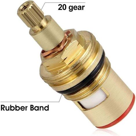 2Pcs Tête a Disques Céramique,  1/2" Cartouches Céramique, Universelles de Rechange pour Robinet en Laiton 20 Crans x 53mm Rechange pour Cusine, Salle de Bain (Chaud et Froid)