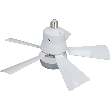 Ventilateur de plafond à vis de 40 cm avec éclairage et télécommande, culot E26, intensité variable, blanc, idéal pour garage, salle de bain, chambre, cuisine. (1/5)