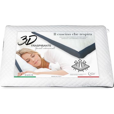GUANCIALE cuscino MEMORY 3D con FODERA super TRASPIRANTE