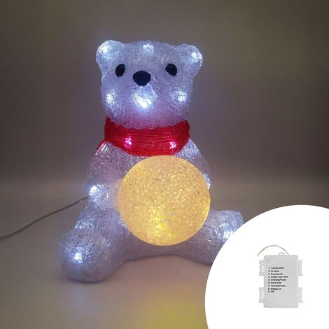 Orso polare luminoso 3D 34 Led 22cm in acrilico a batteria Wisdom (1/2)