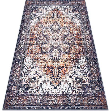 ANTIKA Teppich Ancret Sunset, modernes Ornament, waschbar - marineblau / orange multicolour 80x150 cm