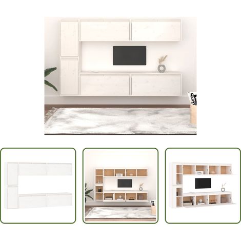 Armoire suspendue - Meubles TV 6 pcs Blanc Bois massif de pin (1/5)
