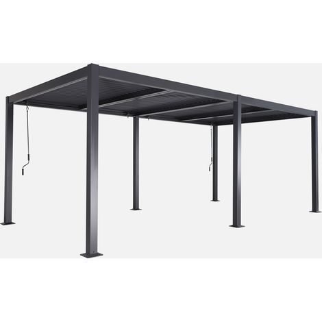 Pergola bioclimatica 3x6m in alluminio e acciaio, lamelle orientabili