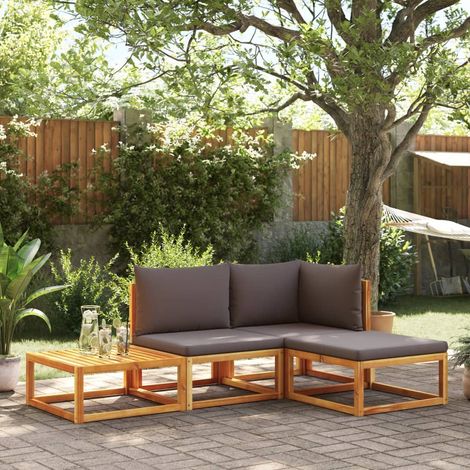 vidaXL 4 Piece Garden Sofa Set with Cushions Wood Acacia&Rope (1/5)