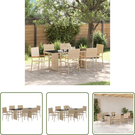 Gartentisch - Garten Essgruppe 7 pcs Beige Poly-Rattan (1/5)