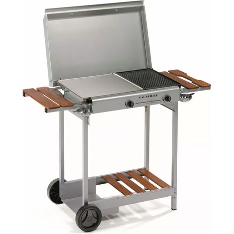 barbecue a gas ompagrill "4068" con plancha doppia 2 bruciatori 114x47x86 cm