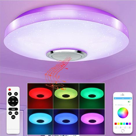 Plafonnier LED 36W Dimmable Haut-parleur Bluetooth Lumière avec Télécommande/App Contrôle Changement de Couleur RGB, Lampe de Plafond pour Cuisine/Chambre/Salle de Bain/Salon/D'Enfants (1/5)